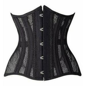 Shirley of Hollywood Black Waist Cincher Fishnet Corset Witchy Goth NWT Large